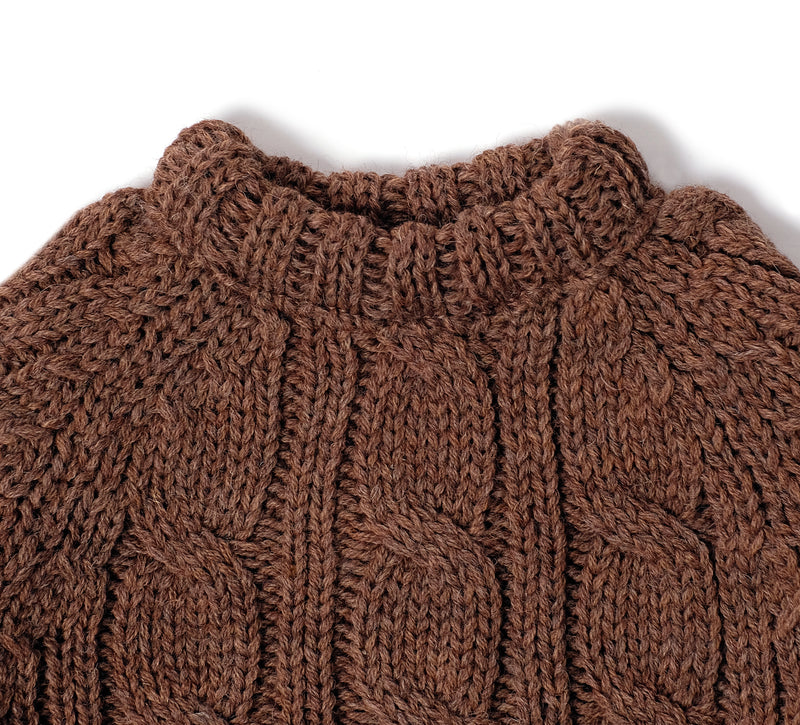 Brodick Cable Crewneck - Brown