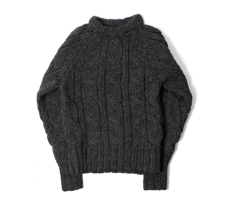 Brodick Cable Crewneck - Charcoal