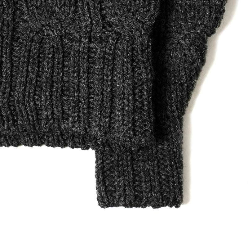 Brodick Cable Crewneck - Charcoal
