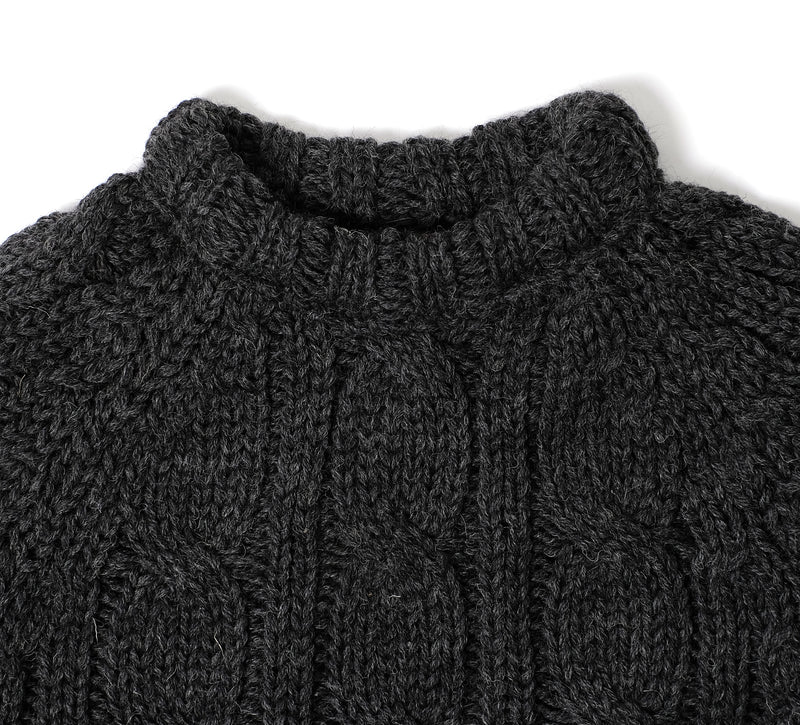 Brodick Cable Crewneck - Charcoal
