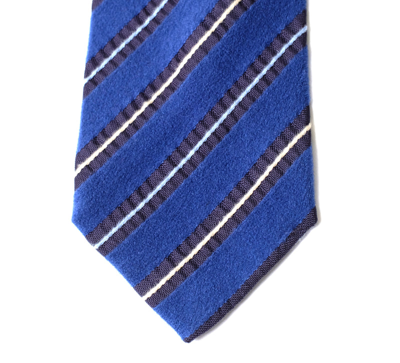 Deadstock Como Silk Tie - Blue White Stripe