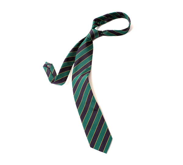 Deadstock Como Silk Tie - Green Black Club Stripe