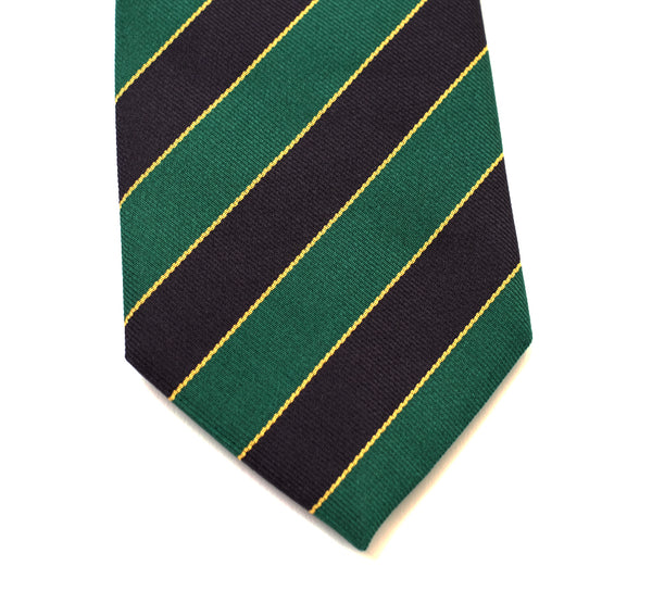 Deadstock Como Silk Tie - Green Black Club Stripe