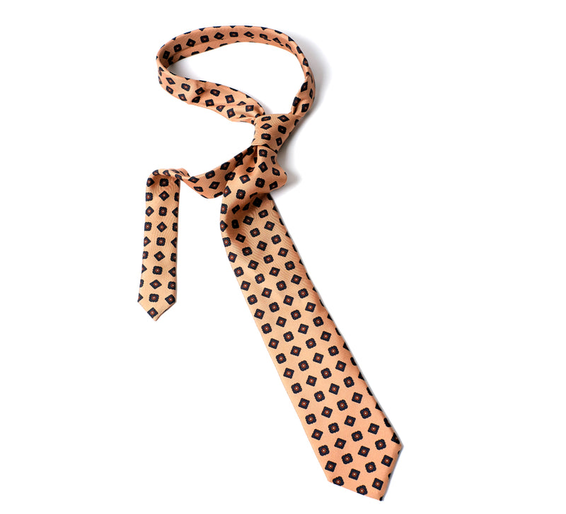 Deadstock Como Silk Tie - Yellow Black Geometric