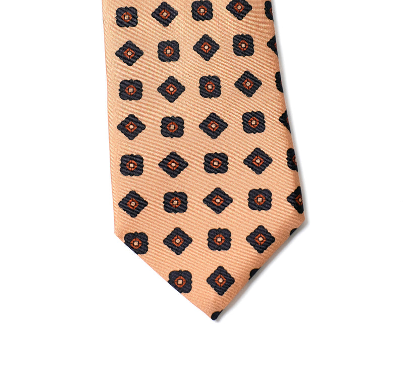 Deadstock Como Silk Tie - Yellow Black Geometric