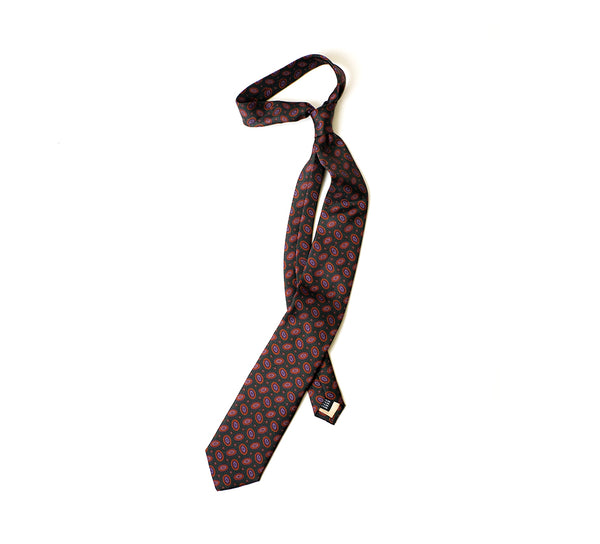 Deadstock Como Silk Tie - Olive Orange Paisley