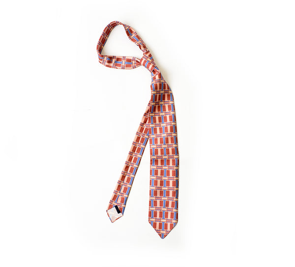 Deadstock Como Silk Tie - Pink Deco