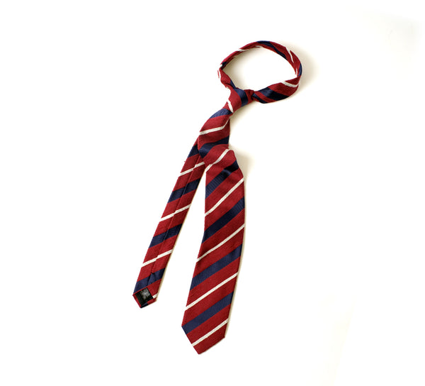 Deadstock Como Silk Tie - Slubby Red Stripe