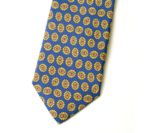 Deadstock Como Silk Tie - Blue Sunflower