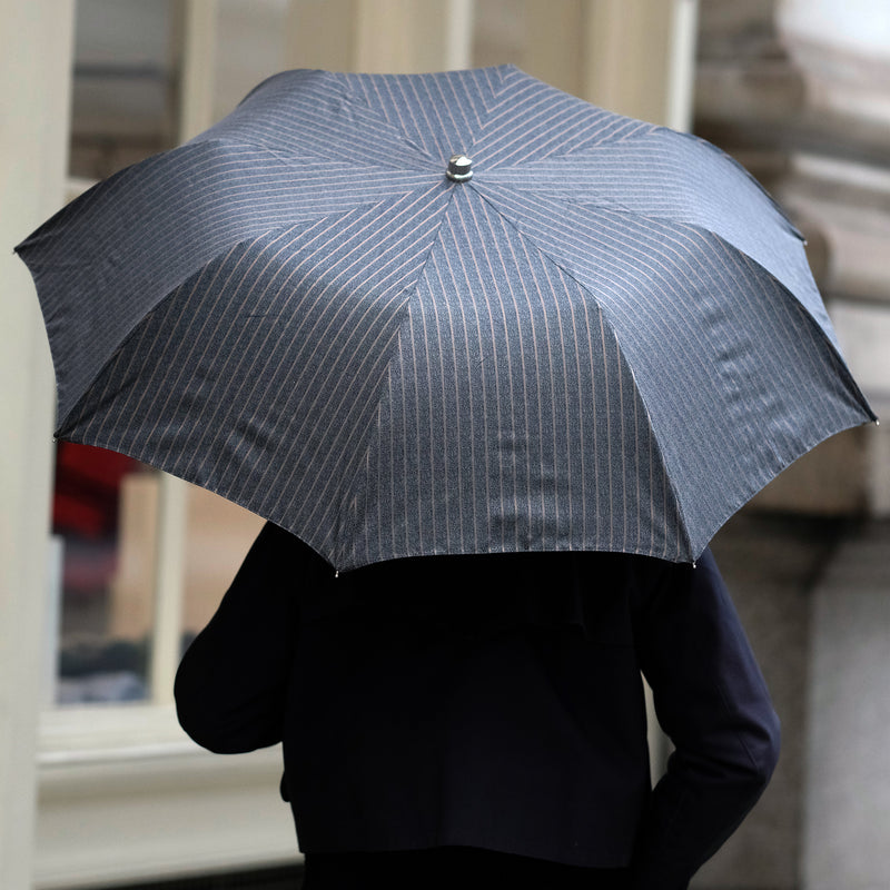 City Boy Folding Umbrella - Grey Chalk Stripe