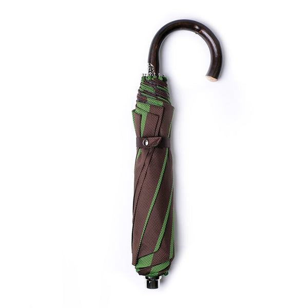 City Boy Folding Umbrella - Green Brown Stripe