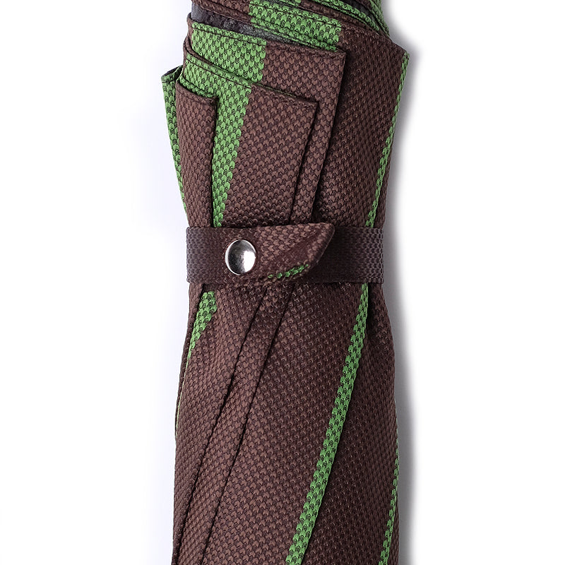City Boy Folding Umbrella - Green Brown Stripe
