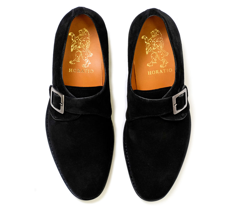Clarges Single Monk - Black Suede – Horatio