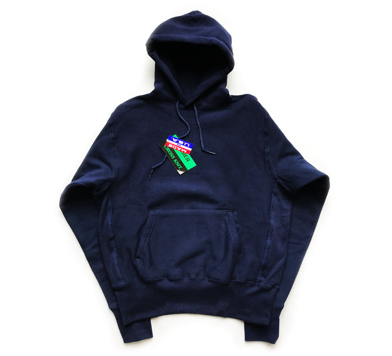 Cross Knit Hooded Sweatshirt Navy