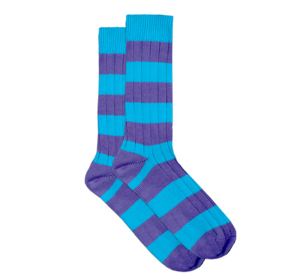 Striped Socks - Turquoise / Buddliea